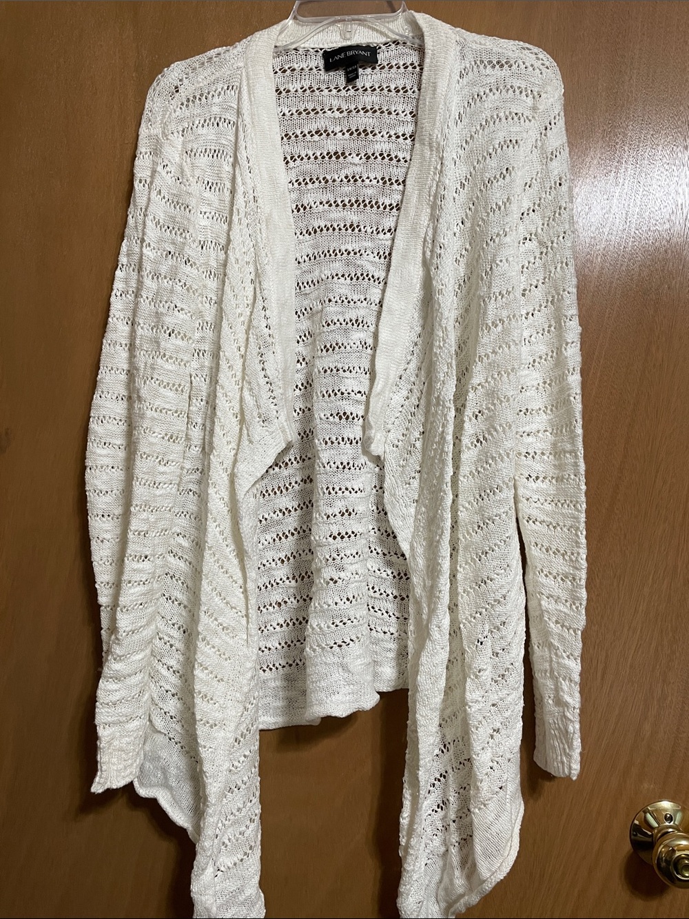 Lane Bryant Cream Open-Front Knit Cardigan